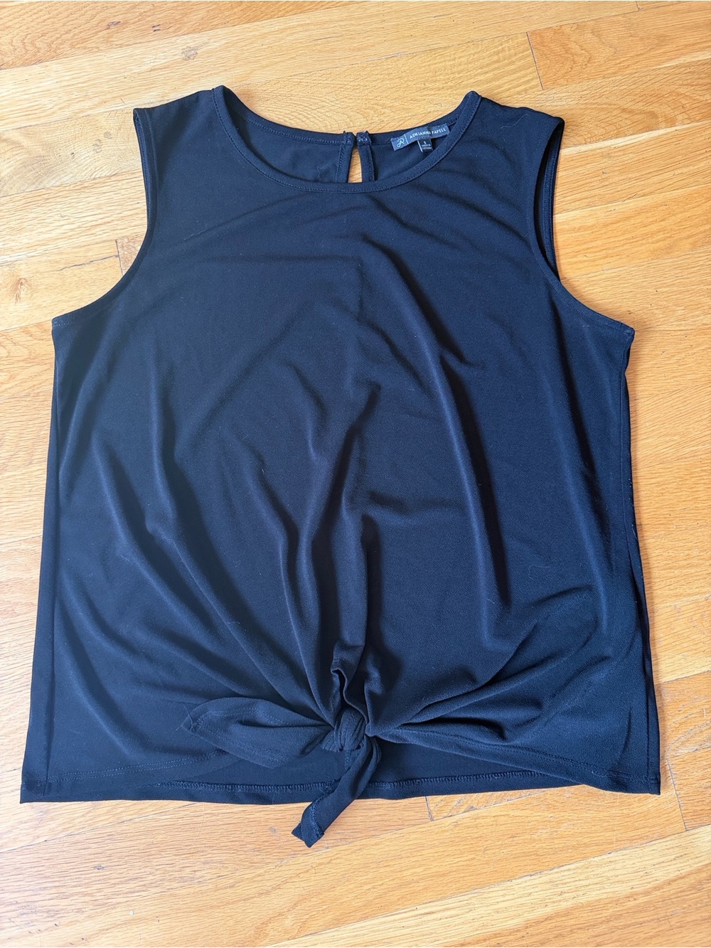 Adrianna Papell Black Sleeveless Tie-Front Tank Top